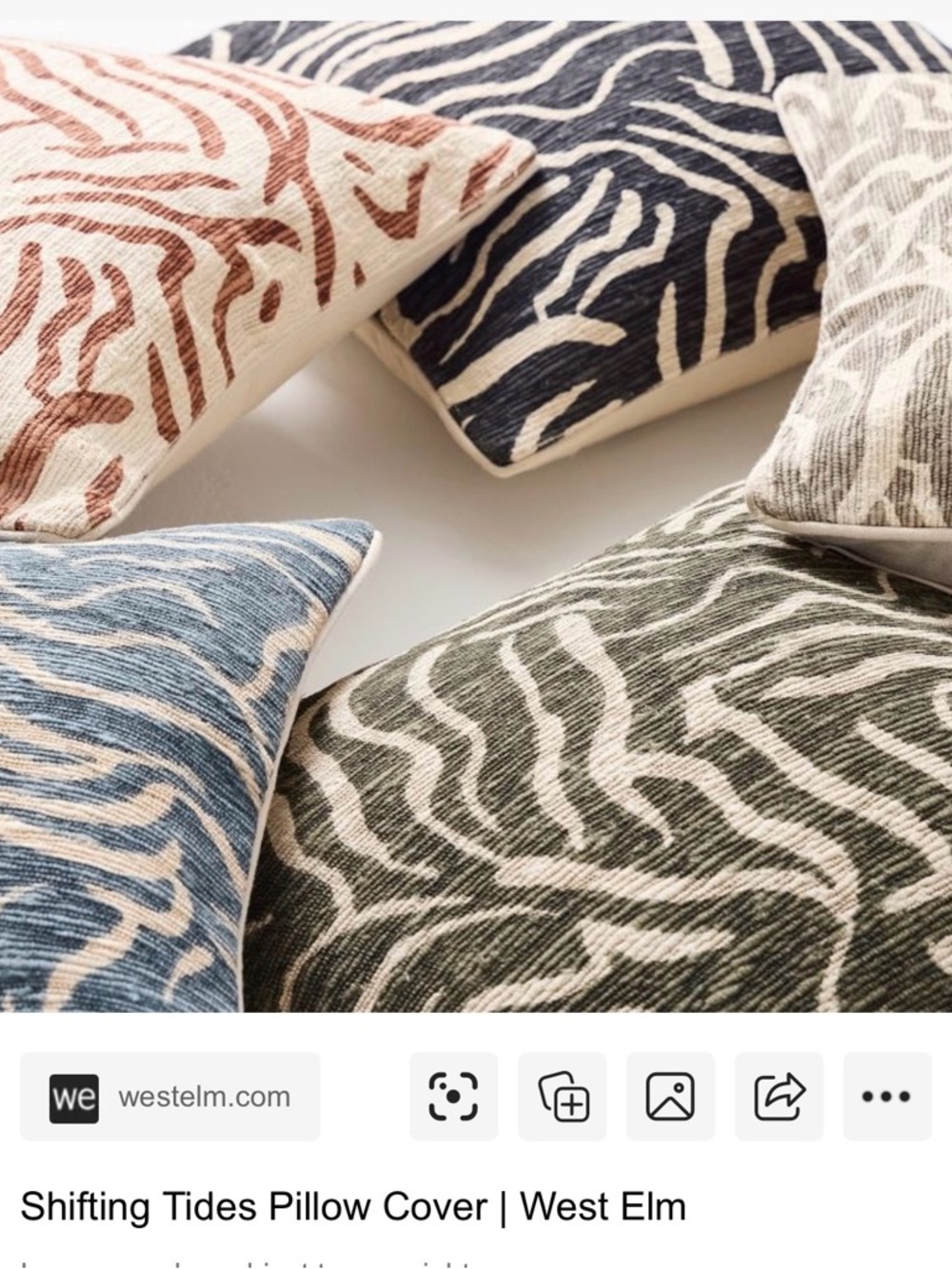 West Elm Shifting Tides Accent Pillow in Olive and Cream
